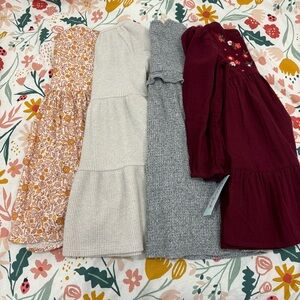 Cat & Jack Toddler Girl’s Fall Long Sleeve Dress Lot (4) Size 5T